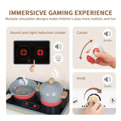 Kids Play Kitchen Set with Sink Oven Stove Dishwasher Coffee Maker Ice Maker Microwave – Realistic Pretend Play Kitchen for Toddlers Boys Girls Ages 3 4 5 6+