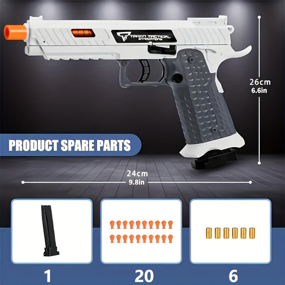 1pc/ 2pcs High Quality 2011 Battle Master Semi-automatic Soft Toy Gun, Including 1 Magazine, 6 Bullets, 20 Actual Combat Simulation Ammunition, Simulation Training Model, Safe ABS Plastic Material, Cartridge Case Discharge Design