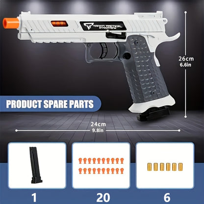 1pc/ 2pcs High Quality 2011 Battle Master Semi-automatic Soft Toy Gun, Including 1 Magazine, 6 Bullets, 20 Actual Combat Simulation Ammunition, Simulation Training Model, Safe ABS Plastic Material, Cartridge Case Discharge Design