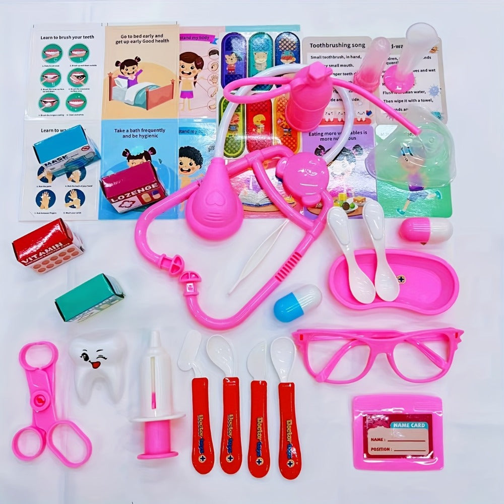 Pink Doctor Kit for Girls 40pcs – Pretend Play Nurse Toy Set with Stethoscope, Syringe & Dental Accessories, Simulation Doctor Toy for Kids Ages 3+, Birthday & Christmas Gift