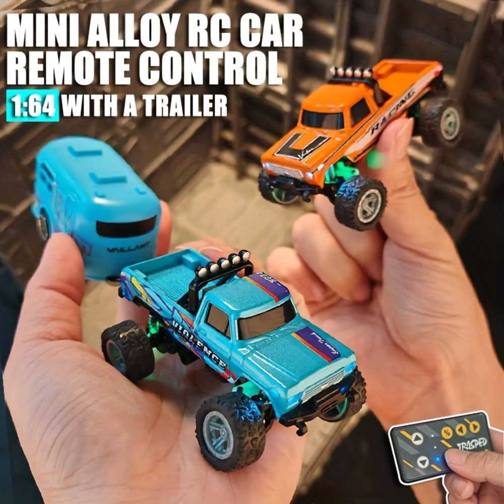 Mini RC Car 1:64 Scale Alloy Remote Control Off-Road Truck with Shock Absorbers – Boys Gift Birthday Christmas Halloween (Dark Gray/Teal/Blue/Mixed)