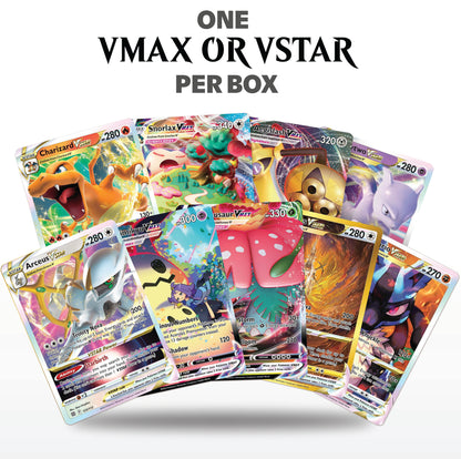 Pokemon VMAX & VSTAR Power Bundle | 100+ Pokémon Cards | 1x Random VMAX or VSTAR Guaranteed | Holos & Rares Included! | Perfect Giftable for Kids & Collectors!