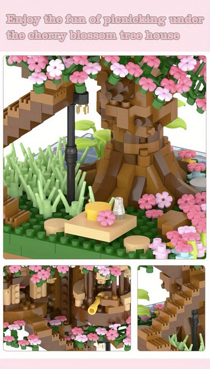 Sakura Cherry Blossom Tree House Building Blocks 1020-2028pcs – DIY Mini Brick Assembly Collectible Display Model, Relaxing Creative Gift for Adults Teens Girls Boys, Birthday Christmas Home Decor