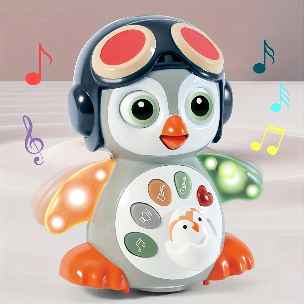 Baby Crawling Penguin Musical Toy with Music, Lights & Movement – Interactive Tummy Time Learning Toy for Infants 6-12 Months, Sensory Light Up Dancing Penguin, Perfect Easter Basket Stuffer & Baby Gift