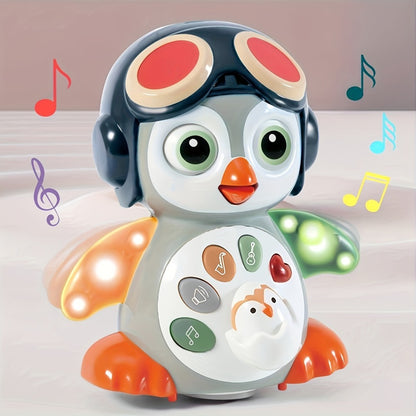 Baby Crawling Penguin Musical Toy with Music, Lights & Movement – Interactive Tummy Time Learning Toy for Infants 6-12 Months, Sensory Light Up Dancing Penguin, Perfect Easter Basket Stuffer & Baby Gift