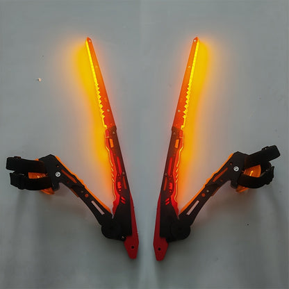 LED Mantis Knife Cyberpunk Light Up Acrylic Prop – Luminous Blade for Halloween Costume Cosplay Sci-Fi Role Play Party, Rechargeable Red & Blue Single or 2pcs Set for Men & Women