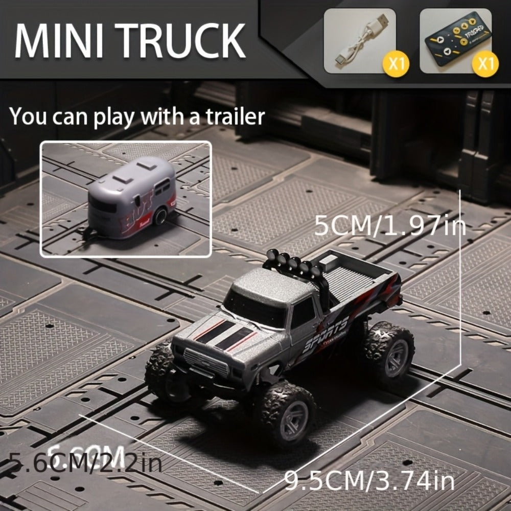 Mini RC Car 1:64 Scale Alloy Remote Control Off-Road Truck with Shock Absorbers – Boys Gift Birthday Christmas Halloween (Dark Gray/Teal/Blue/Mixed)