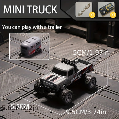 Mini RC Car 1:64 Scale Alloy Remote Control Off-Road Truck with Shock Absorbers – Boys Gift Birthday Christmas Halloween (Dark Gray/Teal/Blue/Mixed)