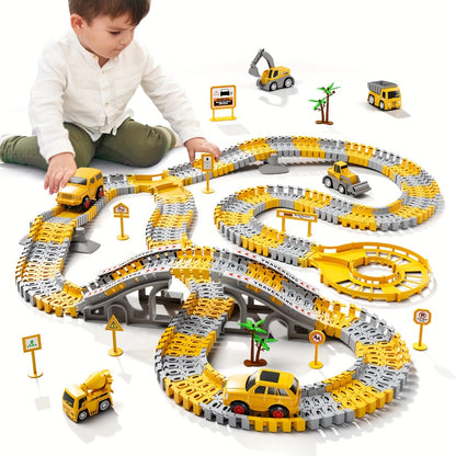 236-Piece STEM Race Track Car Toy Set for Kids Ages 3+ | Track Splicing & Racing, Engineering Construction Style | Preschool Education Gift for Boys Girls