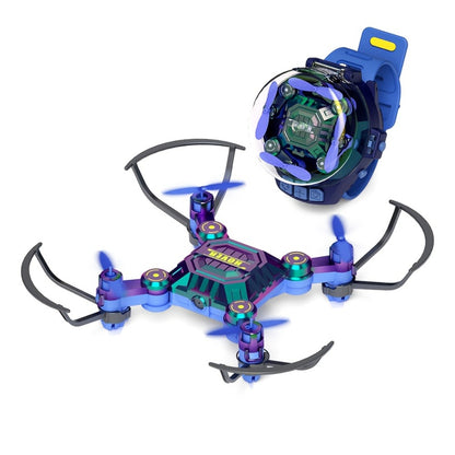 Mini RC Quadcopter with Watch-Style Storage & 2 Rechargeable Batteries – Stable Hover, Indoor Outdoor Beginner Drone, Fun Gift for Boys Girls Kids, Christmas Halloween Birthday, Blue Green Black