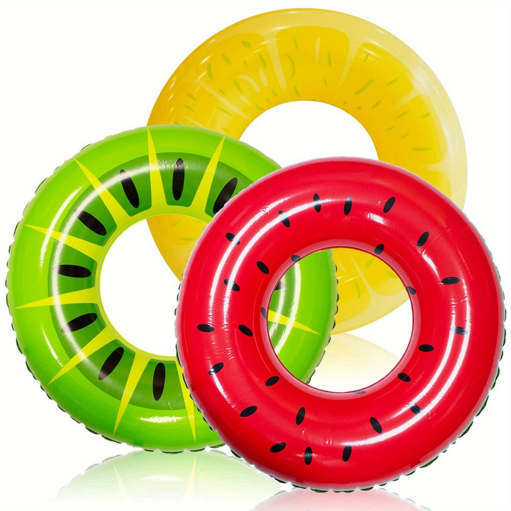 Inflatable Donut Pool Float 3-Pack 32.5 Inch Glitter Swim Ring Set – Strawberry Chocolate Mint Pool Tubes for Summer Pool Party Kids & Adults
