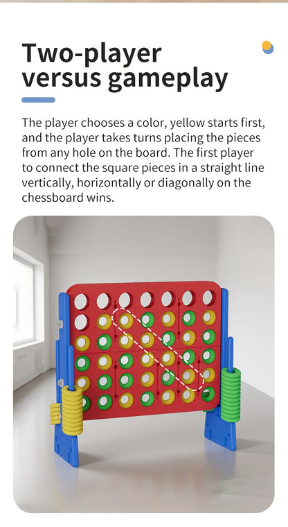 Height Adjustable Giant 4in A Row Game, Jumbo 4-to-Score Game for Teens And Adults - Indoor Outdoor Connect Game Set with Quick Release Slider for Winter