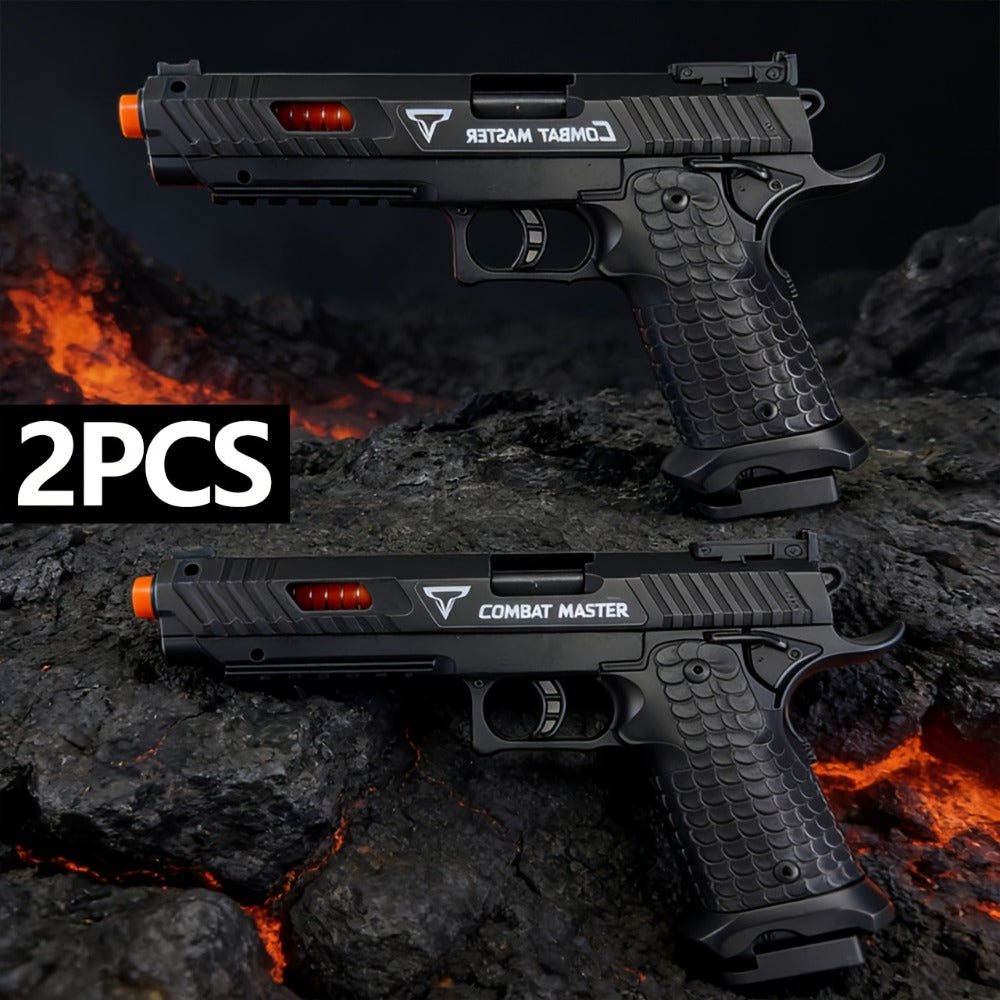 1pc/ 2pcs High Quality 2011 Battle Master Semi-automatic Soft Toy Gun, Including 1 Magazine, 6 Bullets, 20 Actual Combat Simulation Ammunition, Simulation Training Model, Safe ABS Plastic Material, Cartridge Case Discharge Design