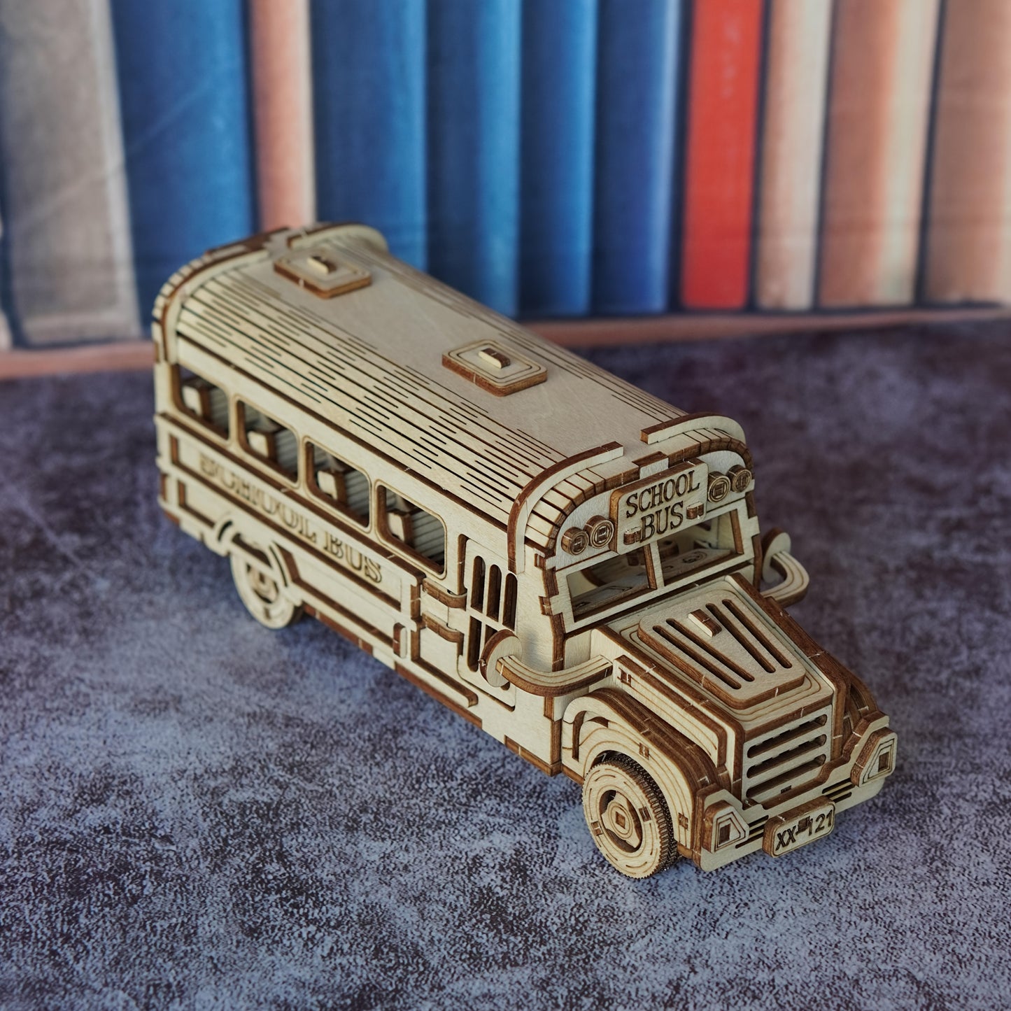 3D Wooden Puzzle School Bus Model American-Style Toy Bus with "SCHOOL BUS" Sign, Handmade DIY Car Model, Yellow Plywood, Ideal Gift for Birthdays, Halloween, Christmas, Thanksgiving, Festive Gift Item