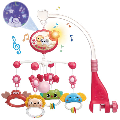 Baby Musical Mobile Crib with Music And Lights, Projection, Take-Along Rattle And Music Box for Babies Boy Girl Toddler Sleep