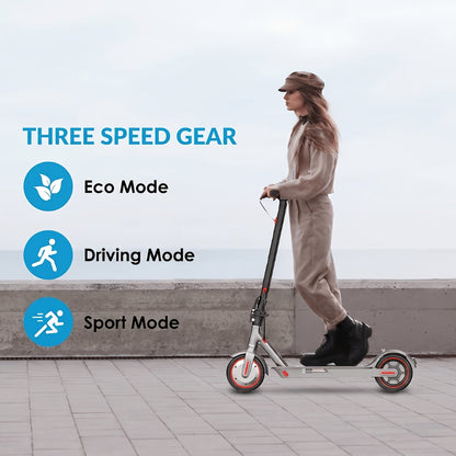Electric Scooter for Adults 350W Motor 19 MPH 21-Mile Range Foldable Commuter Scooter 8.5 Inch Solid Tires APP Control Dual Brake LED Lights Portable