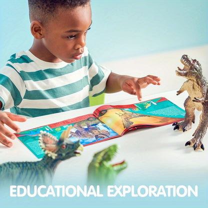 6pcs Large Dinosaur Figures with Educational Book, Jumbo Soft Dinosaur Toys for Toddlers 1+Years Old, Realistic Dinosaur Playset for Kids, Perfect Gift for Boys & Girls, for Christmas Party And Christmas Toys