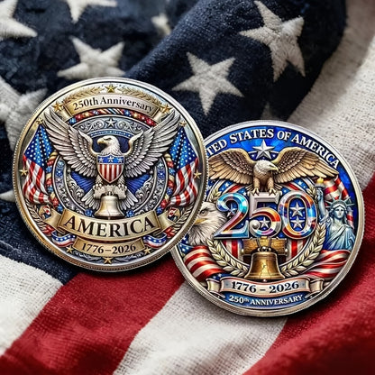 US 250th Anniversary Commemorative Coins 1776-2026 Set of 10 – America 250 Collectible Coins with Dual Historical Patterns, Patriotic Gift for History Fans & Collectors