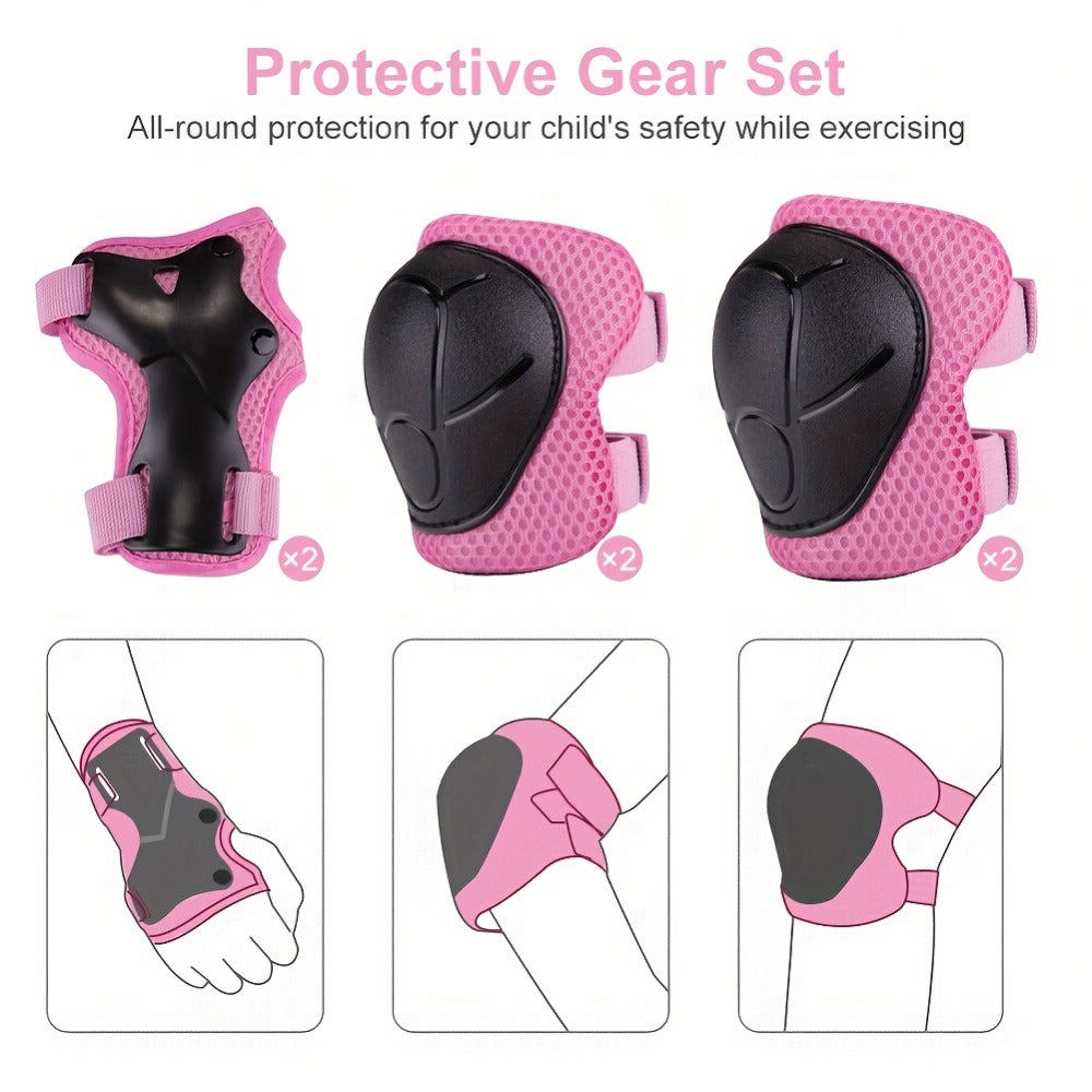 Kids Bike Helmet with Knee and Elbow Pads – Adjustable Protective Gear Set for Ages 5-14, Lightweight 350g with Ventilation, for Bike Scooter Roller | Best Safety Gift for Boys and Girls