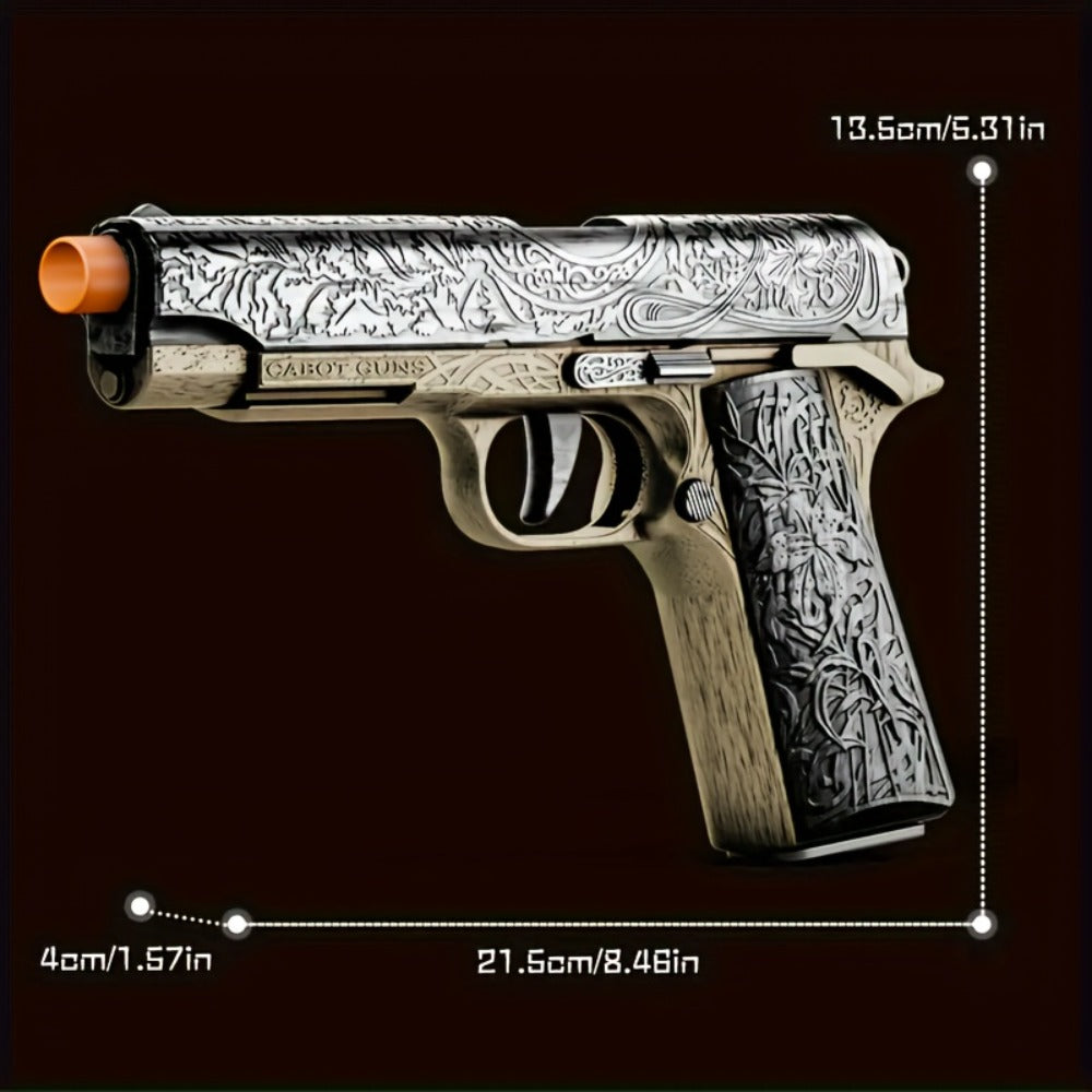 Cool Toy Gun with 120 Soft Bullet Shells & Ejecting Shells System - Semi-Automatic Rapid-Fire Pistol Suitable for Boys, 2 Magazines & 12 Shells/Bullets for Indoor/Outdoor Shooting Games, Birthday Gifts for (Fake Gun for Role Play)