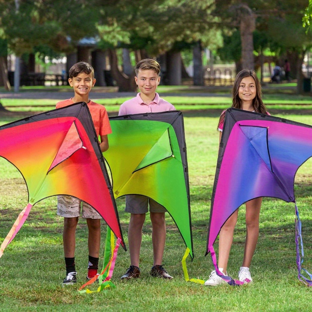 Delta Kite 3 Pack for Kids & Adults – Large Gradient Easy-to-Fly Kites with 262.5 Ft String, 58-Inch Wingspan, Stable in Light Wind, Outdoor Beach & Park Gift for Boys and Girls