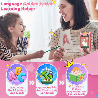 Kids Phone Toys, Touchscreen HD Dual Camera Cell Phone for Kids with 25 Games, Birthday Gifts Dinosaur Play Phone for Boys 3-10, Travel Toy with 8GB SD Card Easter Day Halloween Christmas Gift
