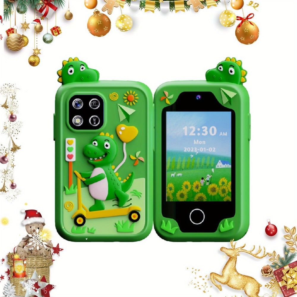 Fun Explorer Phone - 8GB HD Touchscreen Dual Camera Cell Phone With Dinosaur Design, Kids Toy Phone, Educational Travel Toy, Birthday Halloween Christmas Gift For Boys And Girls
