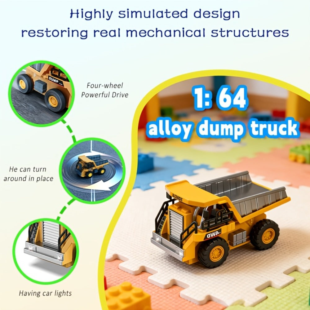 RC Construction Vehicle Toy 2.4GHz Remote Control Excavator Bulldozer Loader with Alloy Metal Cover Lights Sound Effects, Crawler Tractor Truck for Boys Ages 8 and Up, Birthday Gift