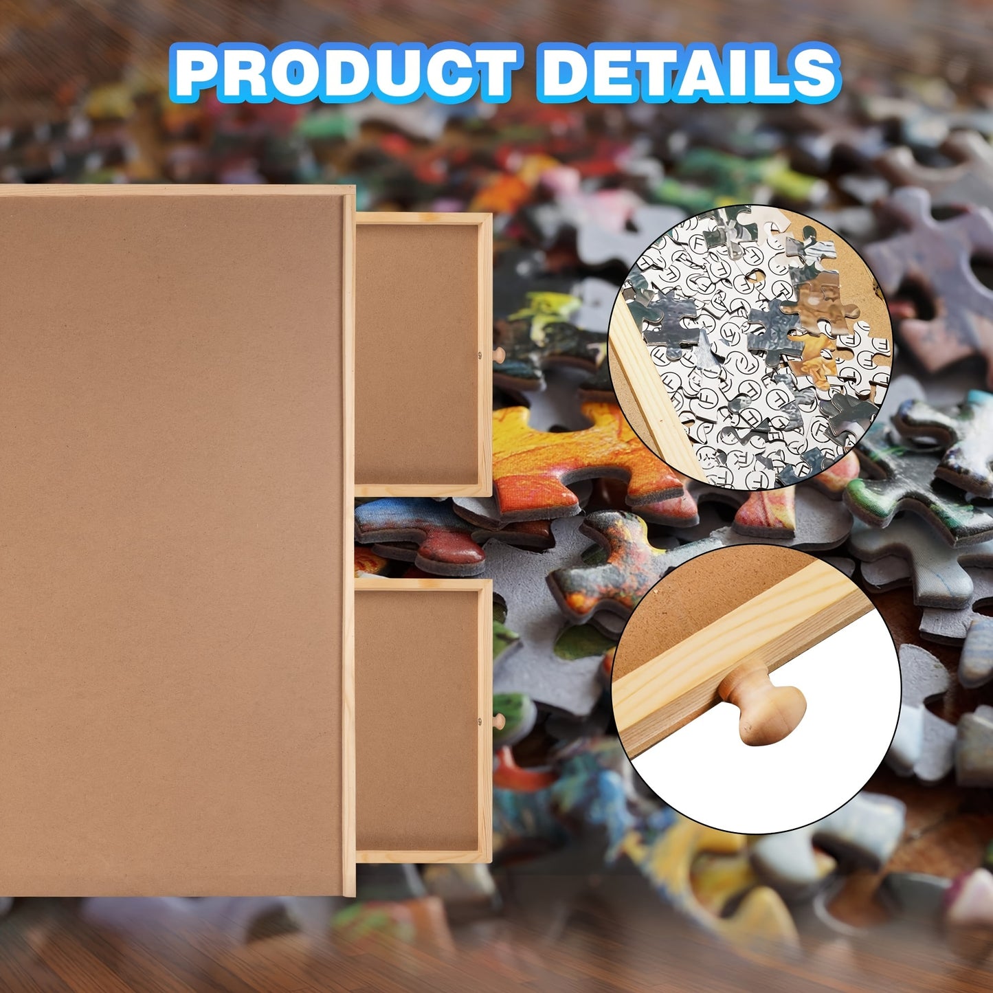 1500pcs Puzzle Board School Supplies, 27x35 Inch Wooden Puzzle Table with 6 Drawers, Portable Puzzle Organizer Storage for Tiles, Kids Adults Family Game Cool Room Decor Cheap Fun Stuff, Local Warehouse , Special Christmas Halloween Birthday Gift