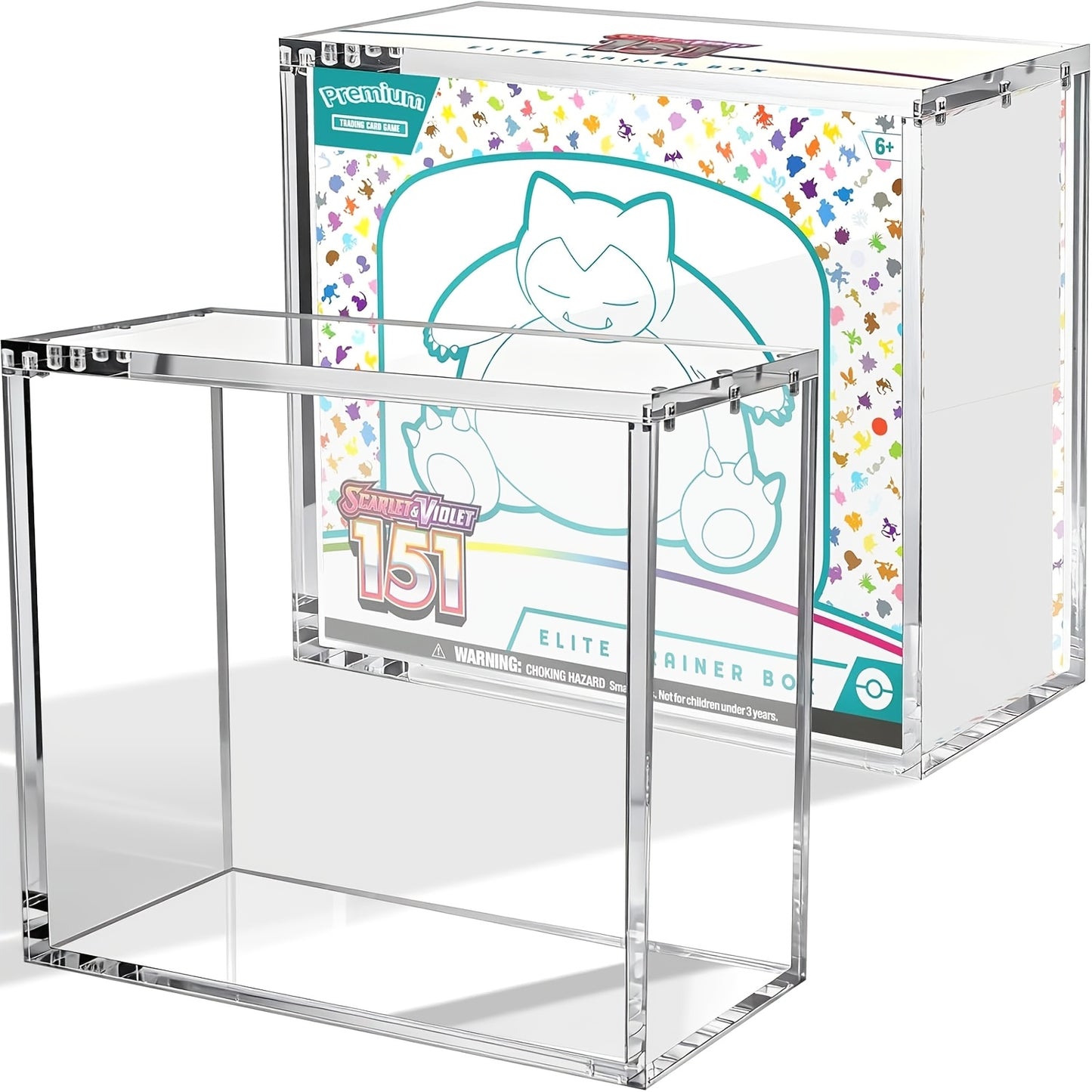 ETB Acrylic Case, 6Mm X 6Mm X 3Mm Thick Clear Acrylic ETB Display Box with Magnetic Lid - ETB Protector Case for Collectors, UV Resistant, Stackable Design
