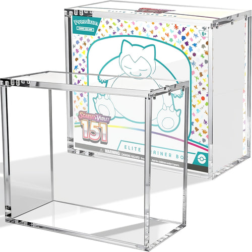 ETB Acrylic Case, 6Mm X 6Mm X 3Mm Thick Clear Acrylic ETB Display Box with Magnetic Lid - ETB Protector Case for Collectors, UV Resistant, Stackable Design