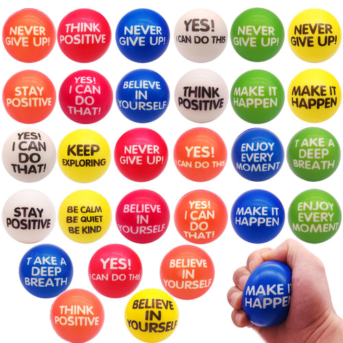 [Inspirational Sponge Balls] 30-Pack Inspirational Slogan Sponge Balls | 6.3cm Diameter, Classroom, Office, Team Building, Encouragement Reward, Creative Fun Hand Fitness Relaxation Ball, Party Event, Christmas Gift