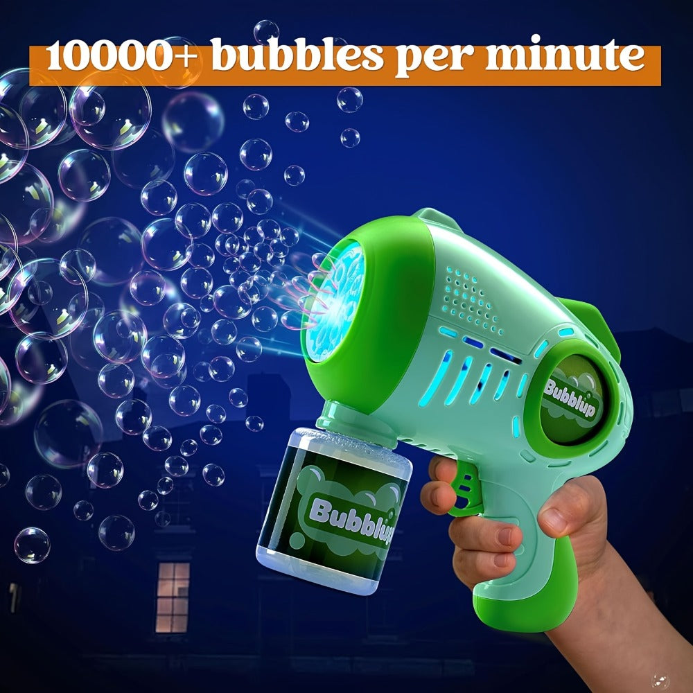SYNCFUN 2 Packs Bubble Guns with 4 Bottles Solution, 10 Holes Light Up Automatic Bubble Machine Gun for Kids, Adults, Summer Toys, Easter Basket Stuffers, Birthday Gift, Party Favors