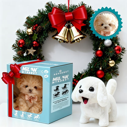 Adorable Doggy Toy - Soft Furry Dog with Ribbon, Interactive Pet Toy for Kids, Suitable for Children, Can Walk And Bark, Perfect Gift for Boys And Girls on Day Or Birthday, Cute Furry Animal Puppy Toy, Brings Endless Playtime Fun