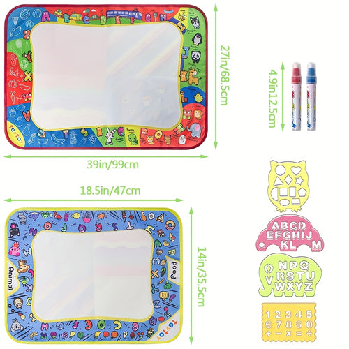 Kids Water Drawing Mat With Two Water Pens - Reusable, Mess-Free, Large Size, Interactive With Parents, Safe Material, Holiday Gifts For Boys And Girls, Easter, Day, Christmas