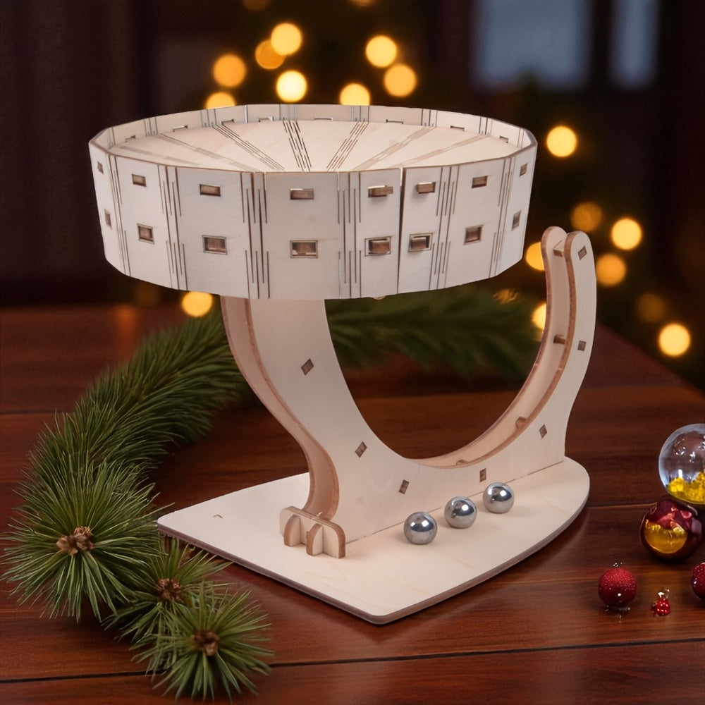 3D Wooden Perpetual Motion Puzzle - Mechanical Model Kit with Metal Balls, Brain Teaser Educational Toy for Adults, Unique Gift for Birthday And Christmas