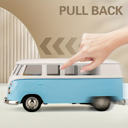 Volkswagen T1 Bus Diecast Model Car 1:36 Scale Zinc Alloy Pullback | Vintage Blue & White, Detailed Interior | Collectible Toy Car Gift for Boys Girls