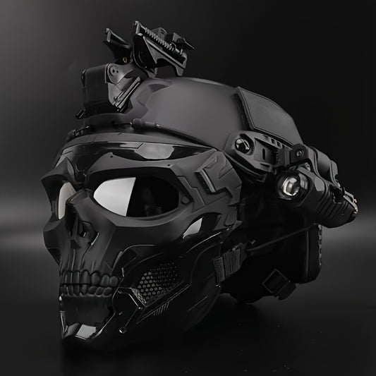 FAST Tactical And Skull Mask Set with Enhanced ABS, Adjustable Knob for CS Paintball Outdoor Activities Maximum Protection for Paintball, Hunting!Cosplay Photo Props, Bar Club Rave Party Supplies, Gift & Collection, Halloween Music Festival