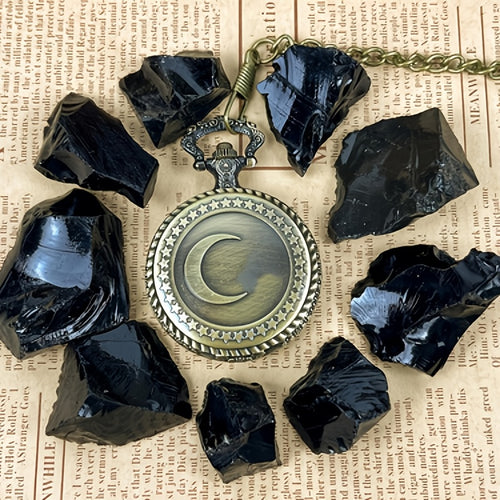 Obsidian Scrying Mirror, Natural Healing Crystal Obsidian Mirror with Bag, for Divination, Meditation, Healing, Feng Shui