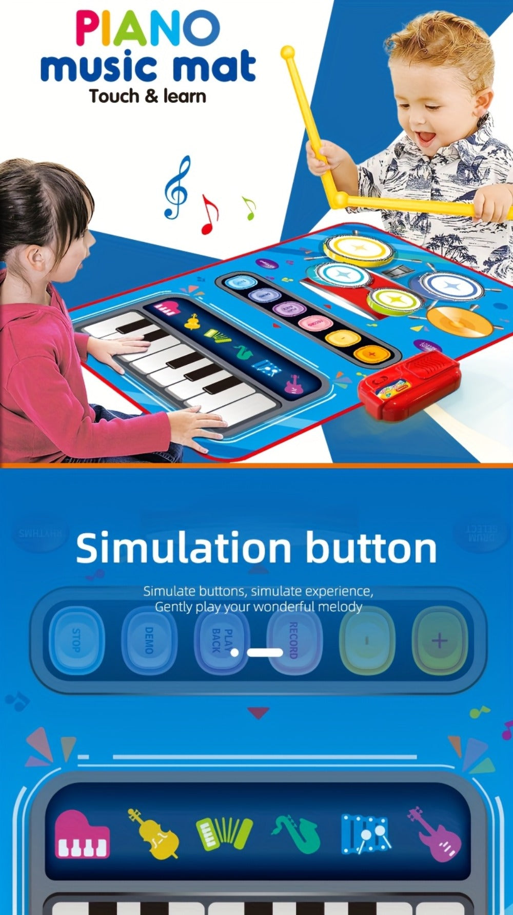 Multifunctional Electronic Drum Music Mat for Kids, Designed for Skill Development And Family Bonding