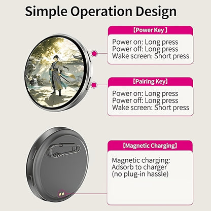 2026 New Electronic Badge with Display, Dynamic Touch, High Frame Rate, 600mAh Battery Life, 6.0 Bluetooth, USB Magnetic Charging, Anime Brooch & Digital Badge Compatible with Anime Fans to Wear On Occasions, Cosplay And Concerts