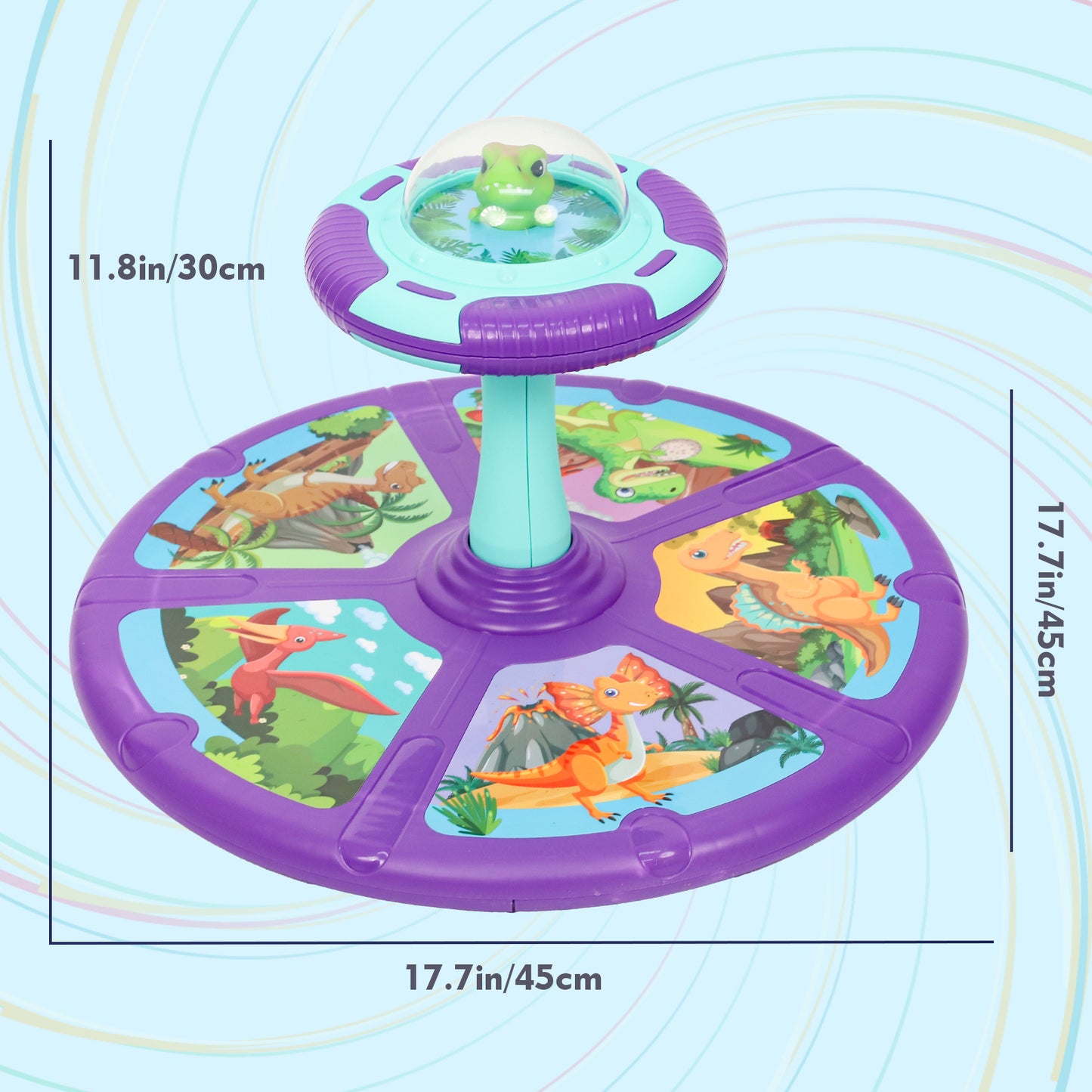 Dinosaur Sit And Spin Toy For Toddlers Girls Ages 18M+, Birthday Gift For Toddler, 360° Spin Seat Indoor Interactive Sensory Toy With Music