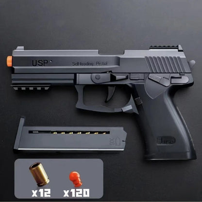2024 USP Toy Gun Soft Clip Pistol, Continuous Shooting, with Ejecting Shells, Toy Foam Blaster, Cool Rapid-Fire Toy Gun Educational Models, Outdoor Shooting Games, Halloween, Thanksgiving, Christmas, Birthday Gift for Boys Girls