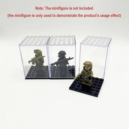 20pcs Minifigure Display Case Set - Clear Acrylic Stackable Storage Boxes for Action Figures, Collectibles & Building Blocks (2.7×1.9×1.9 Inch) - Small Toy Organizer with Dustproof Design