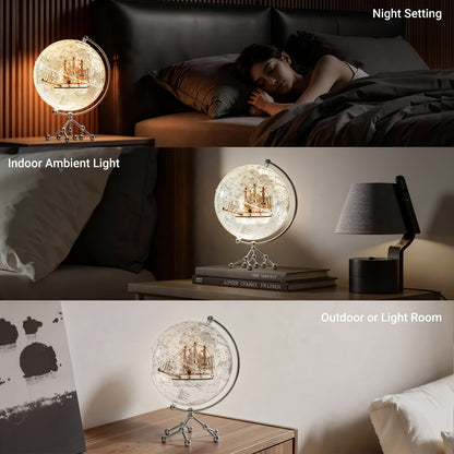 LED Lighted Globe for Kids & Adults 7.87 Inch Clear Acrylic Earth Globe Warm White Light Metal Stand Detailed World Map | Desktop Bookshelf Home Office Decor | Geography STEM Gift