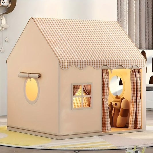 Kids Play Tent for Indoor & Outdoor – Lovely Checked Cabin Style Polyester Playhouse for Toddlers & Children, Role Play Pretend House, Perfect Birthday & Holiday Gift for Boys and Girls