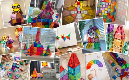 Magnetic Tiles 120pcs with 2 Toy Cars for Kids Ages 3 4 5 6 – Deluxe 3D Magnet Building Blocks Stacking Ramp Set STEM Educational Toy Creative Birthday Christmas Gift Boys Girls