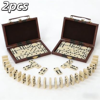 1/2pcs Classic Black Domino Set with 28 Classic Black Dominos, with Case Perfect Holiday Present for Family & Friends, Portable Design for Family And Party Games | Elegant Packaging with Premium Graphics, Ideal for Thanksgiving, Halloween, Christmas