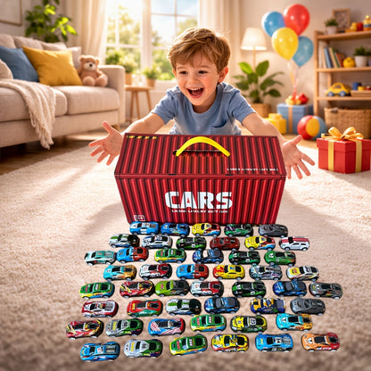 Parking Garage Toy Set 48pcs for Boys, 4-Level Car Garage with Friction Powered Mini Cars Track Ramp, Toddler Vehicle Playset Birthday Gift Ages 3 4 5 6