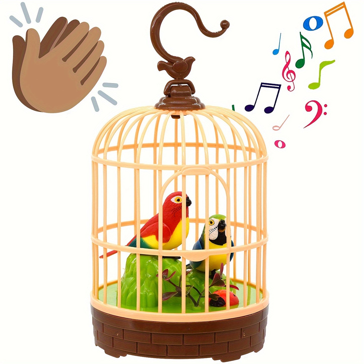 Mini Voice-Activated Birds Birdcage Toys, Chirping And Wings Fluttering Parrot Animals Toy Gifts for Kids Children